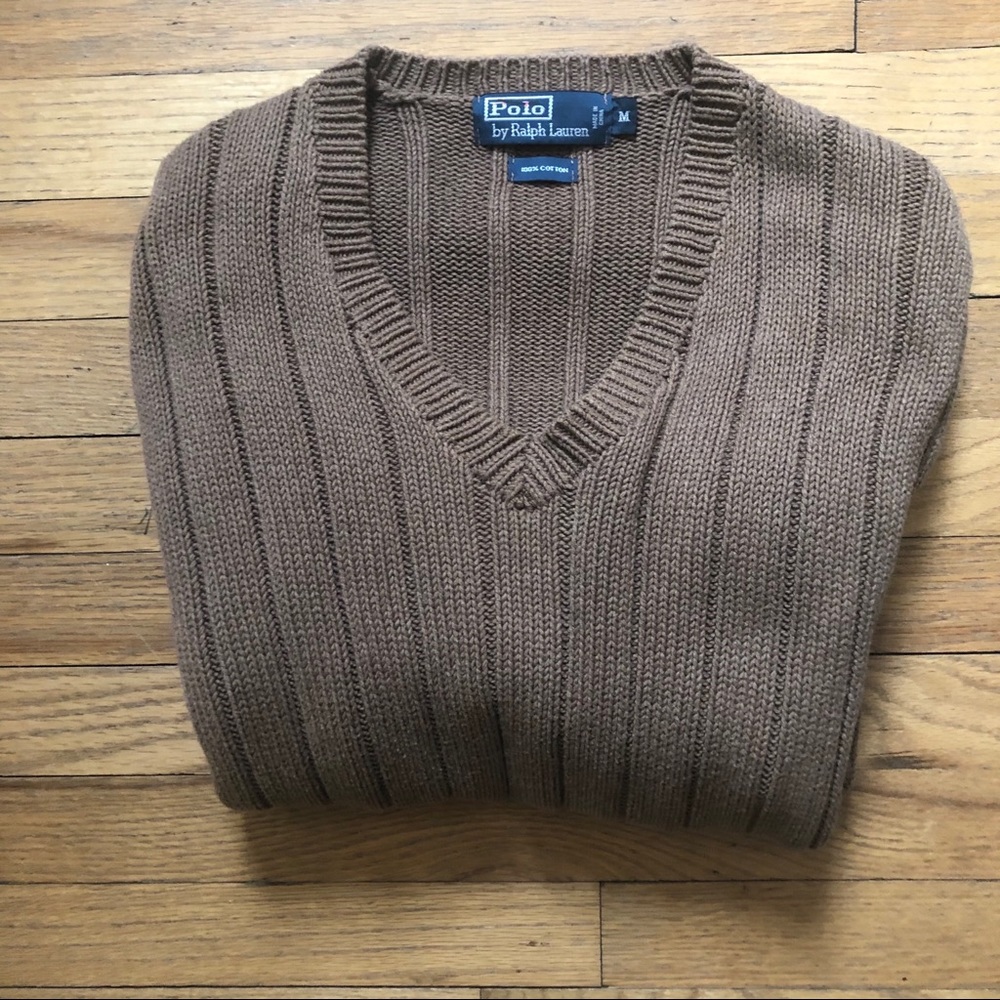 Polo by Ralph Lauren Brown V Neck Sweater M